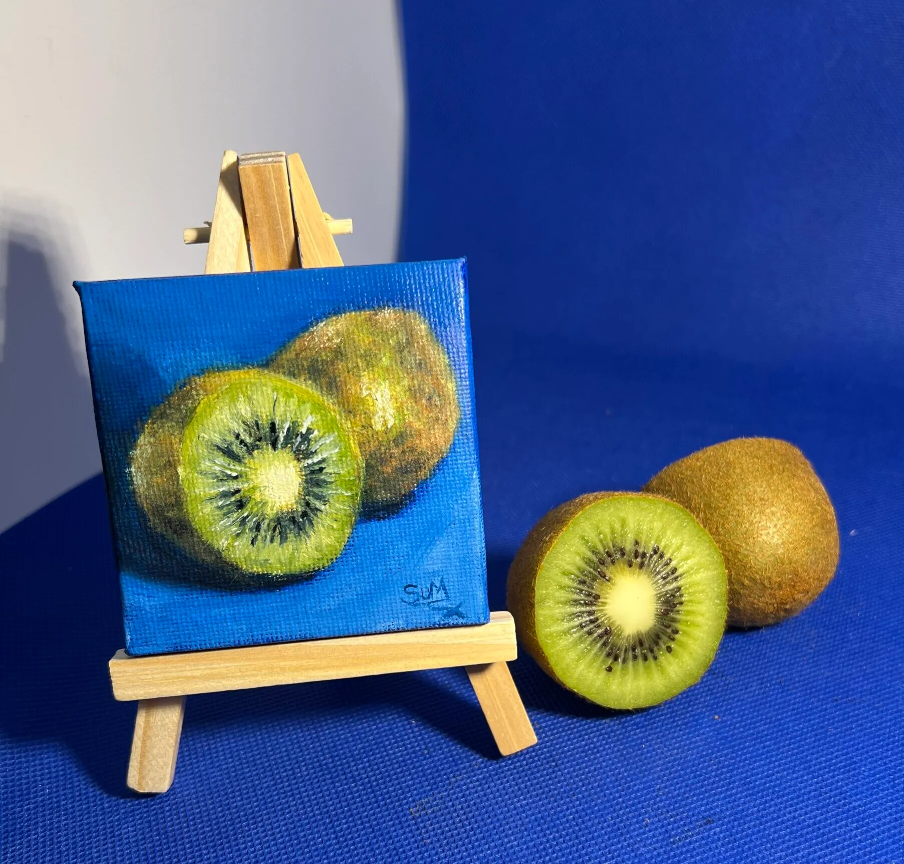 Kiwi — original miniature oil painting on canvas