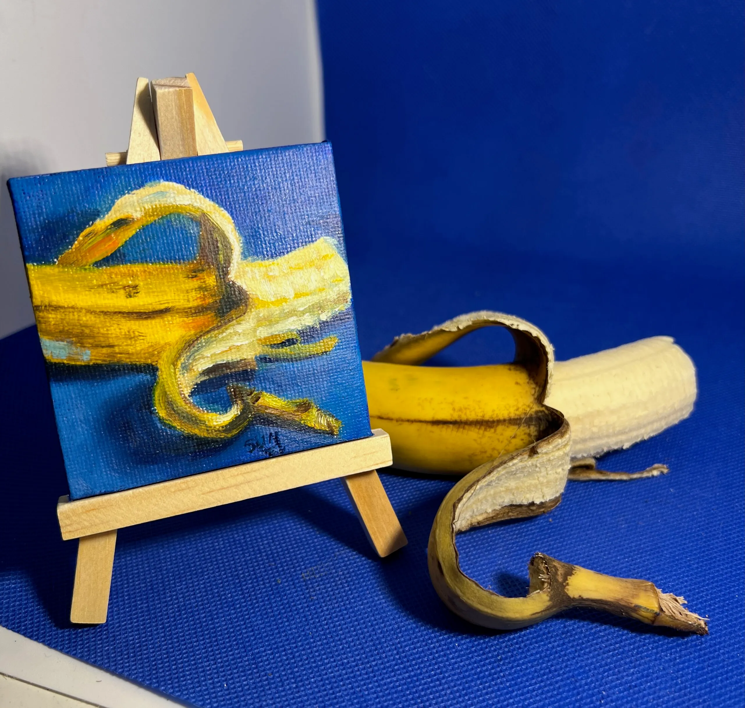 Who Ate my Banana! — original miniature oil painting on canvas
