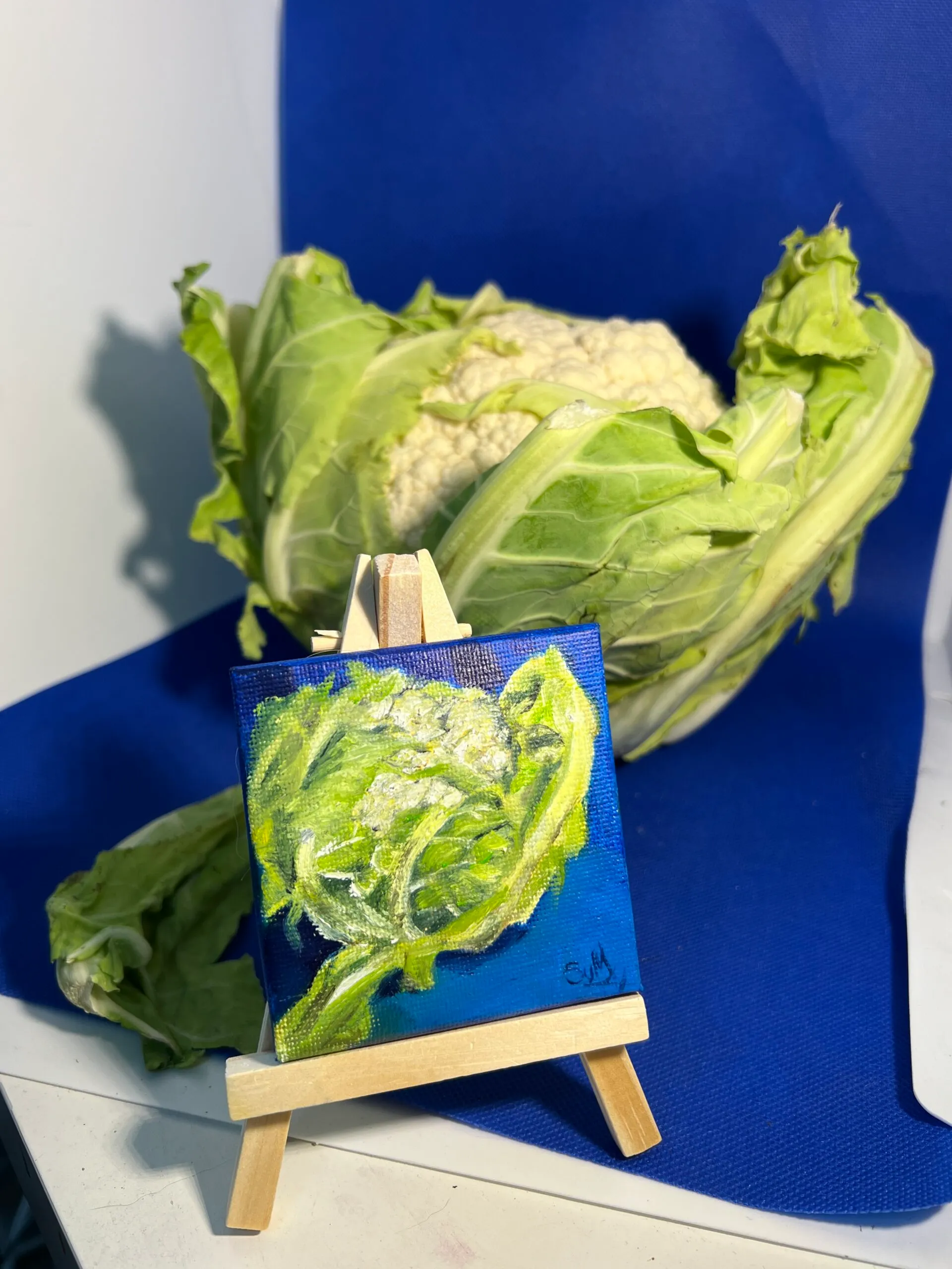 Cauliflower — original miniature oil painting on canvas