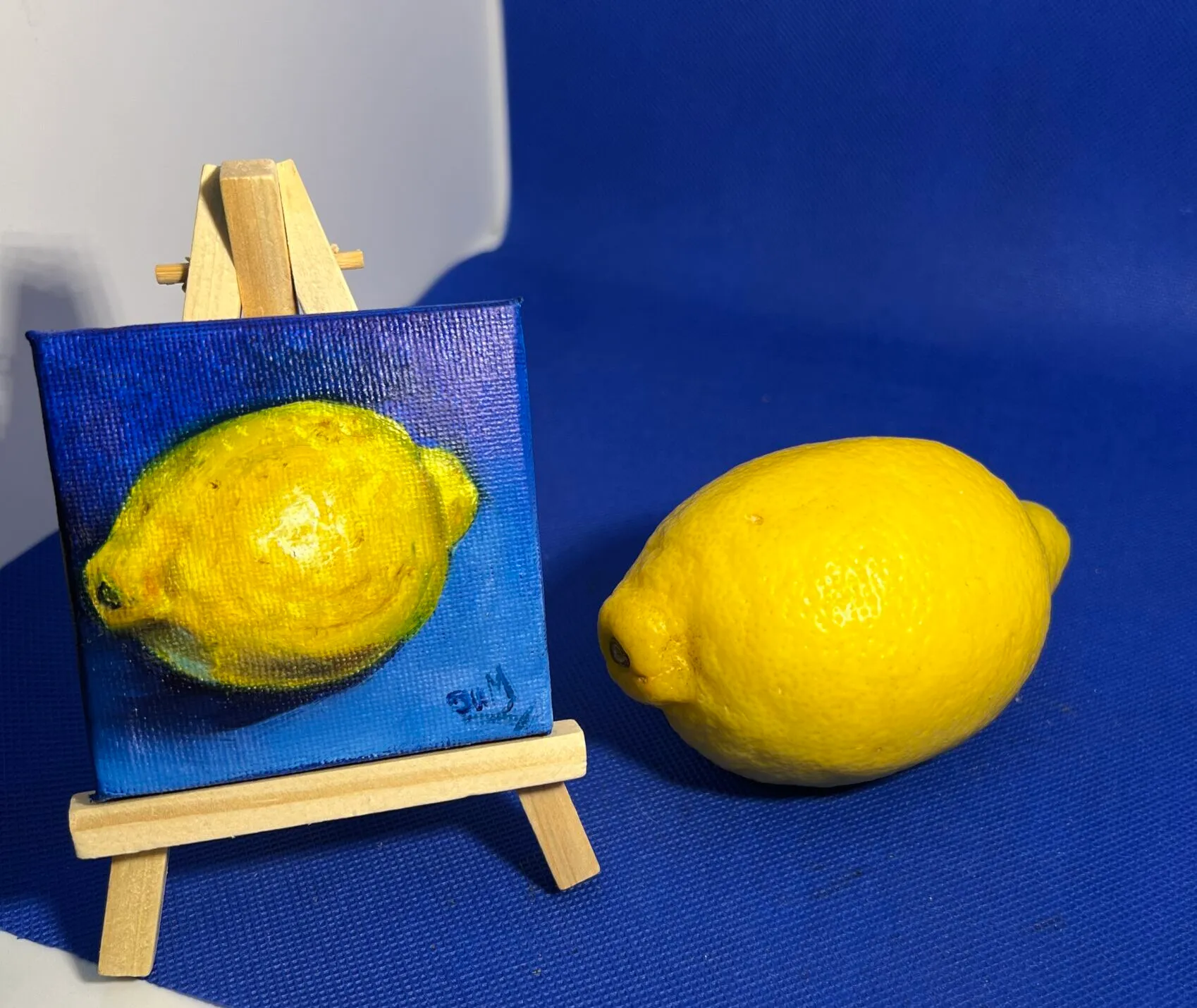 Lemon — original miniature oil painting on canvas