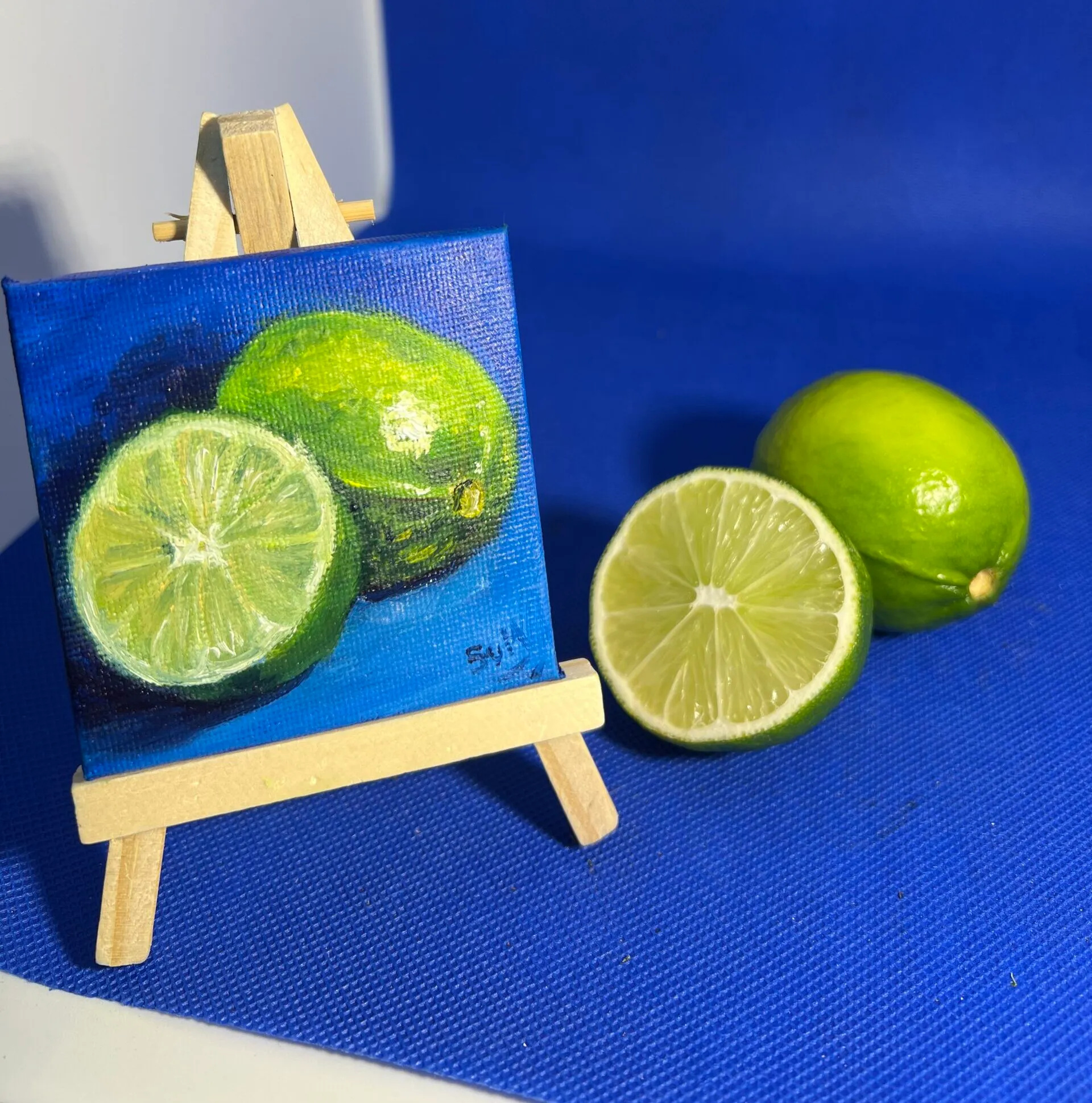 Lime — original miniature oil painting on canvas