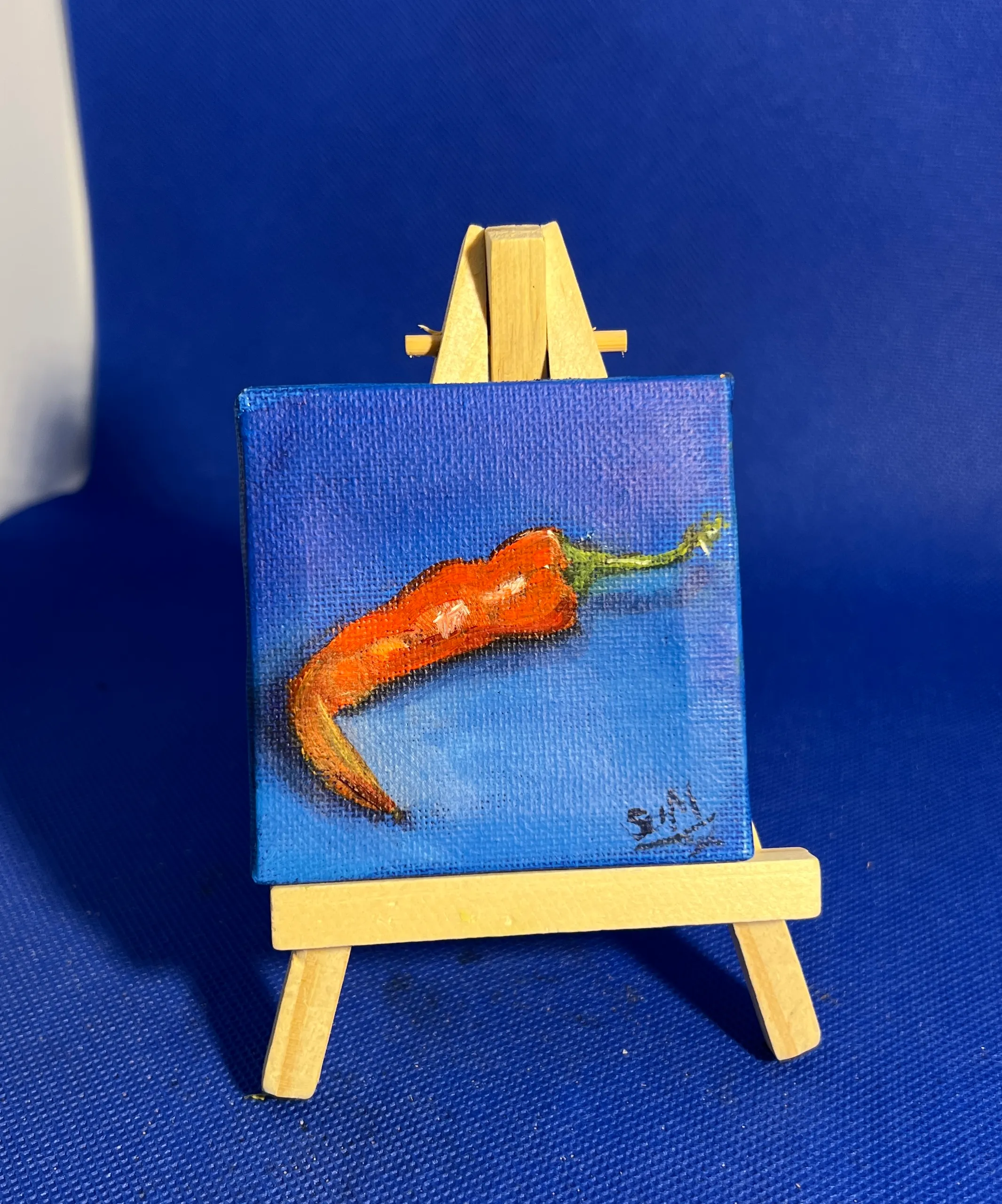 Chilli — original miniature oil painting on canvas