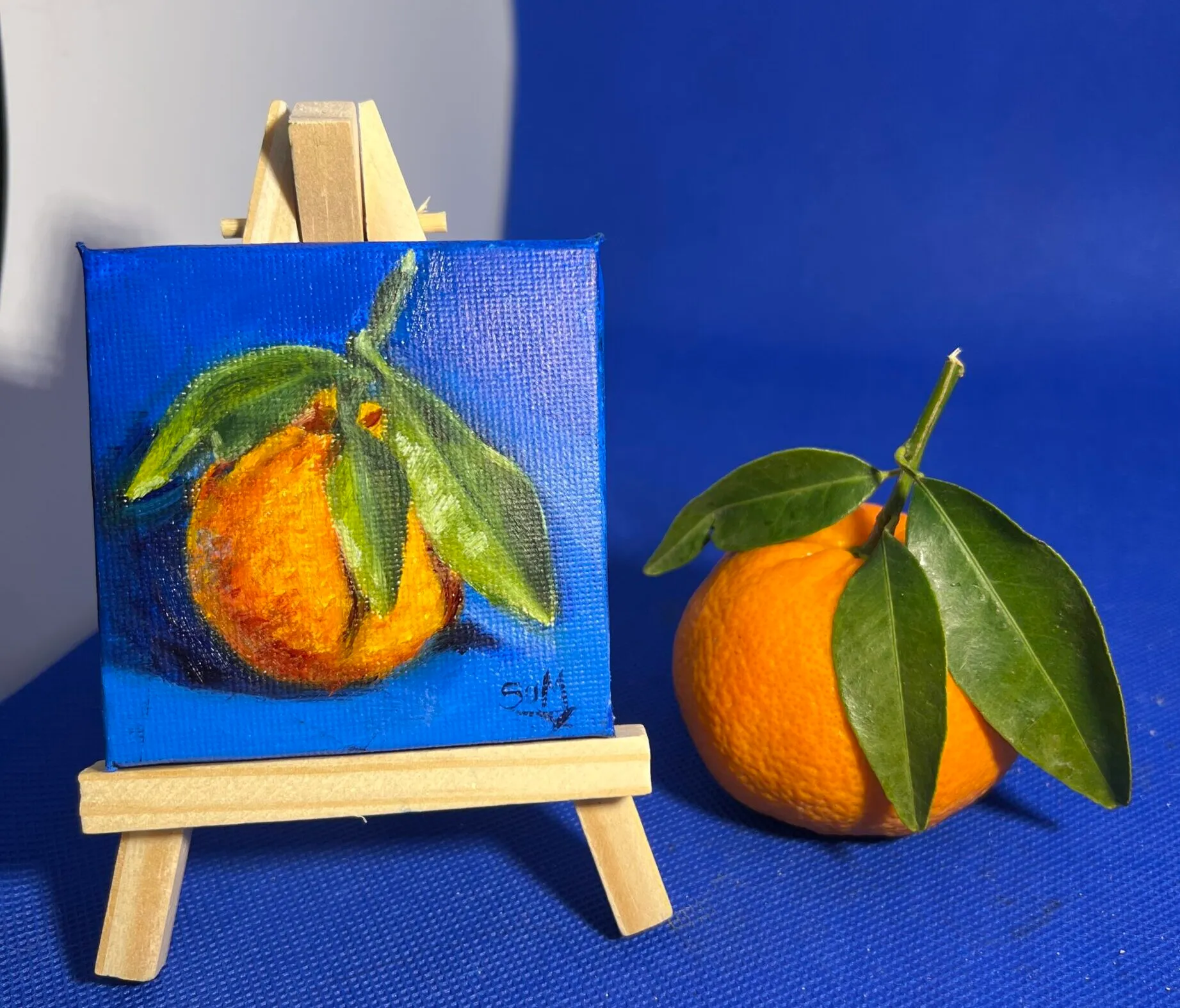 Mandarin — original miniature oil painting on canvas