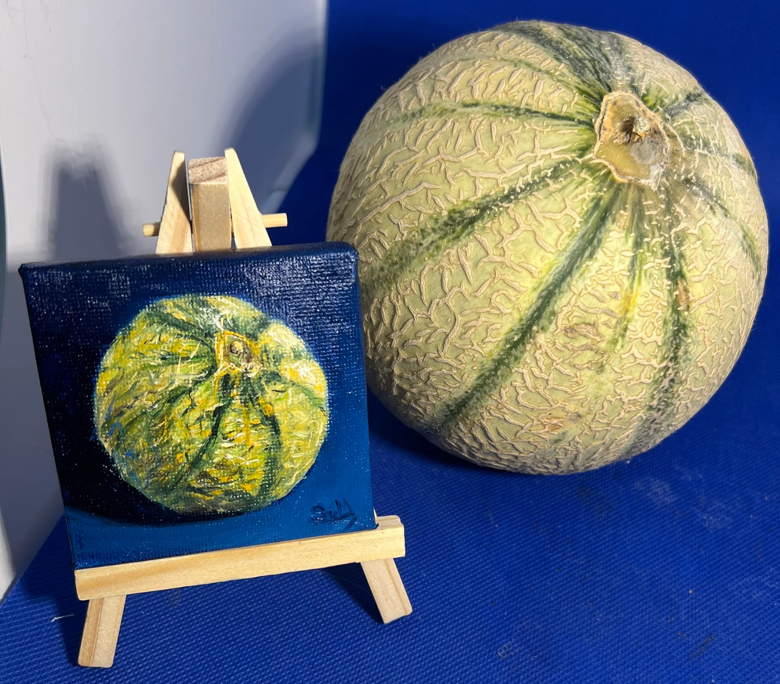 Melon — original miniature oil painting on canvas