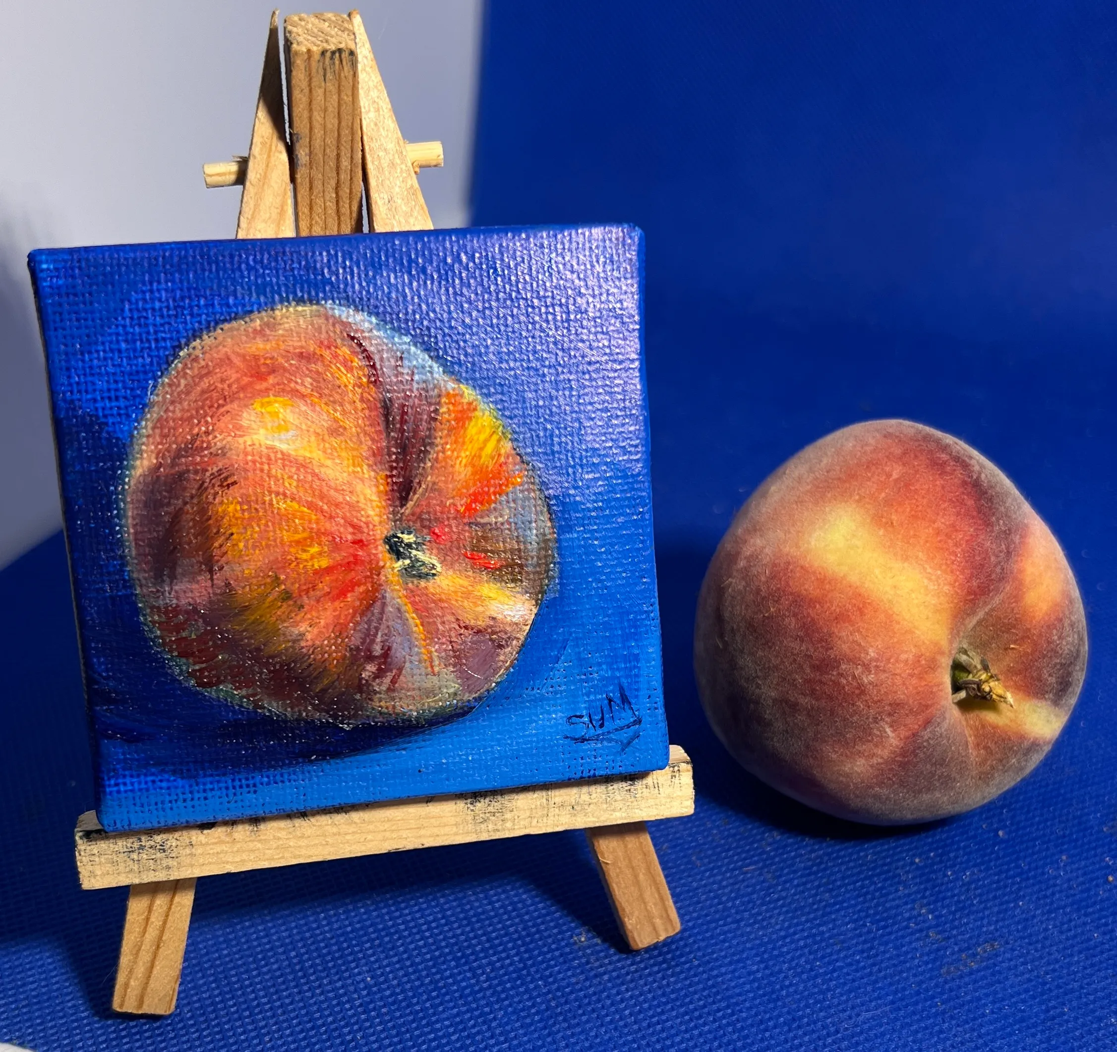 Peach — original miniature oil painting on canvas