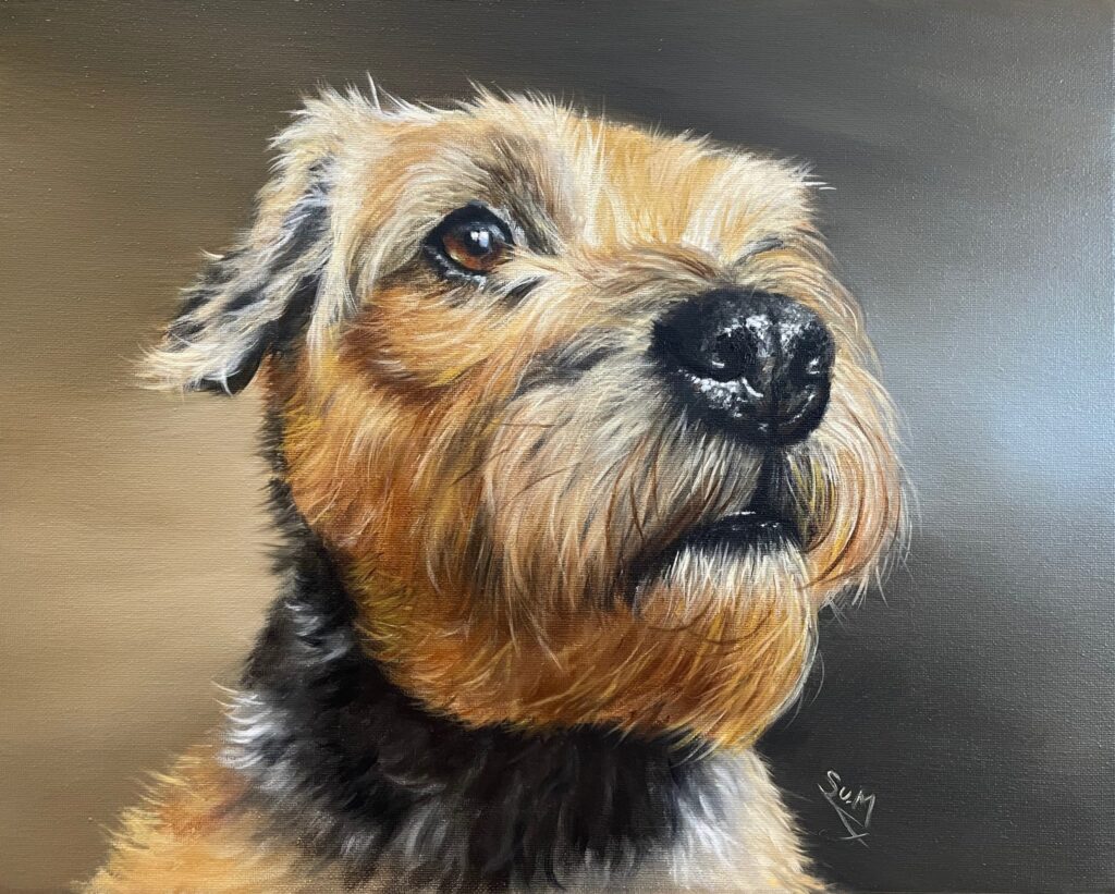 Terrier oil painting, pet portrait