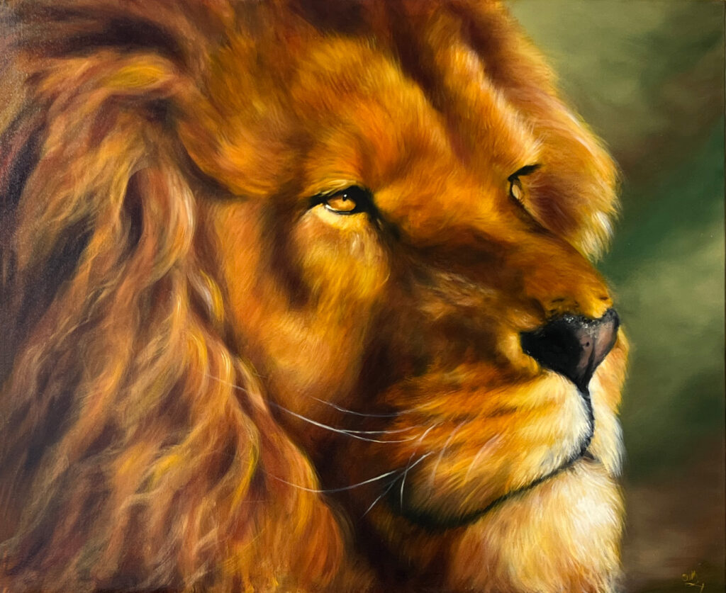 King of the Jungle Lion, Oil Painting, Wildlife art, Big Cat Art