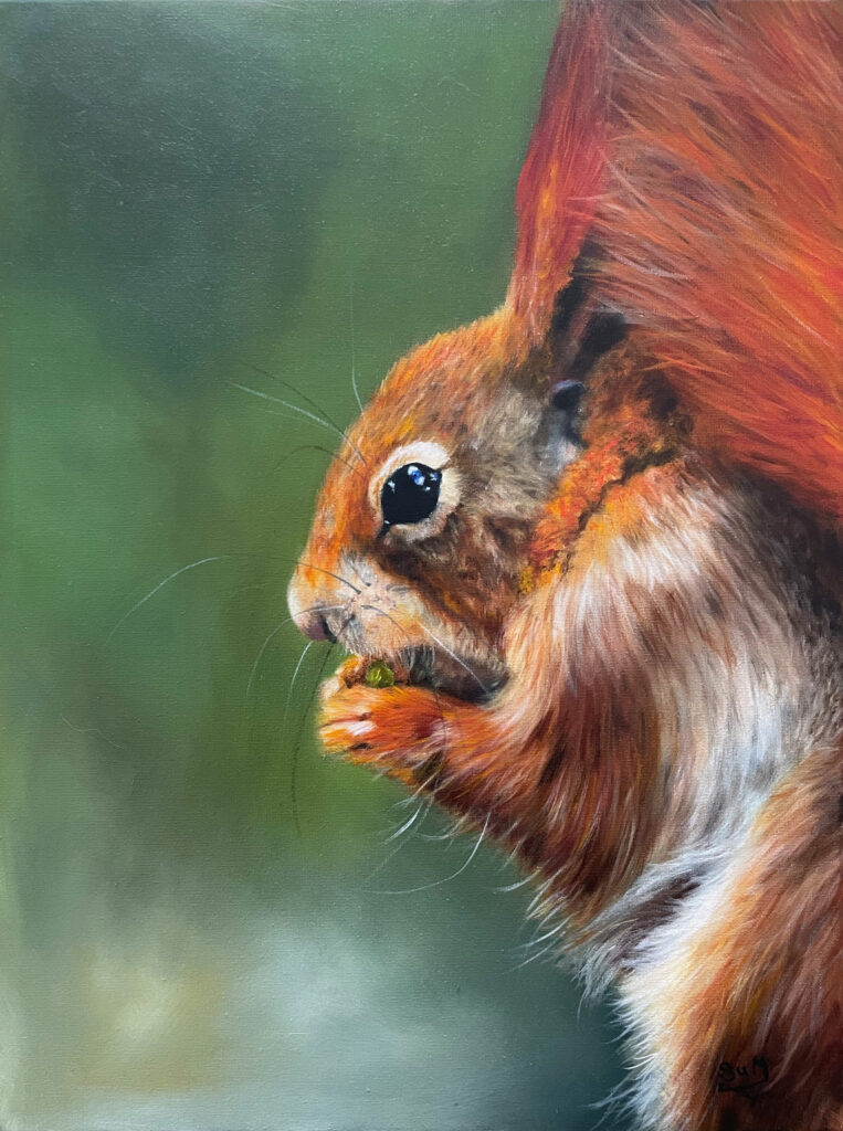 Red Red Squirrel, Oil Painting