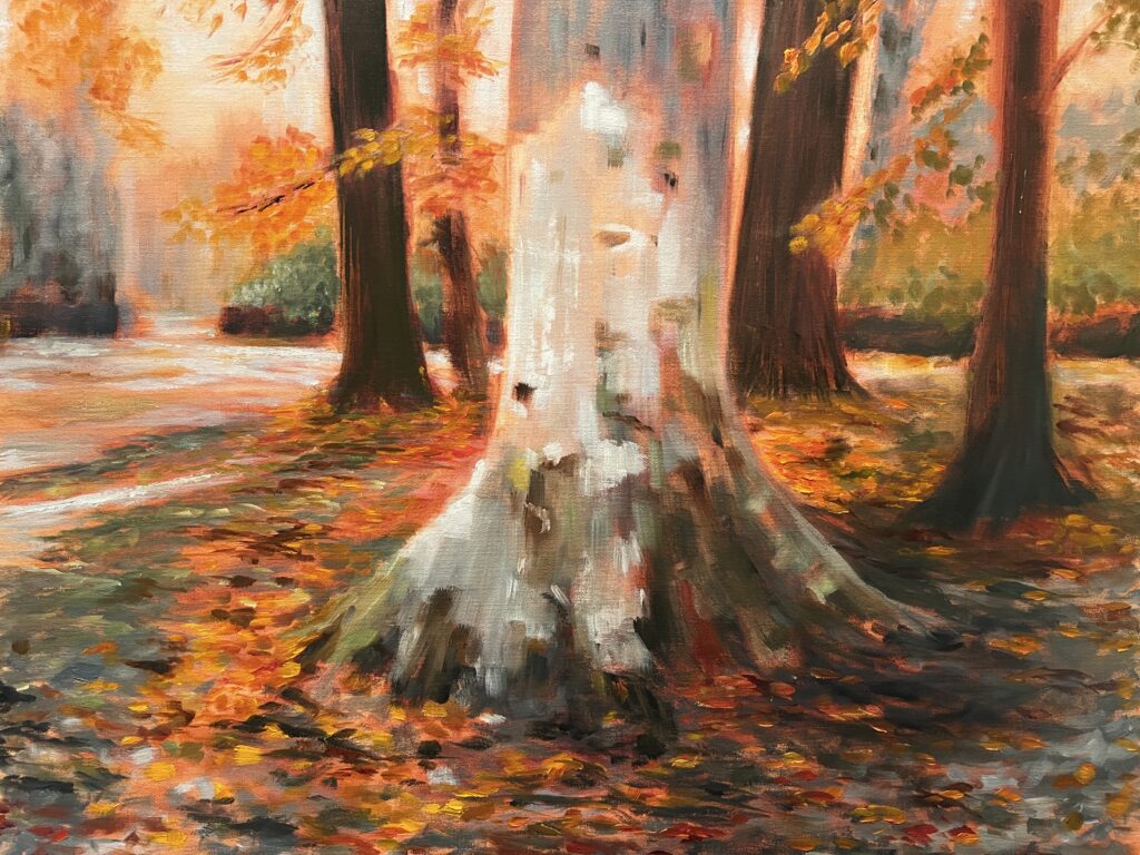 Autumn Trees, Golden scene, Landscape art