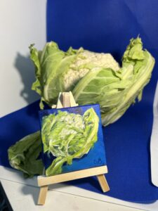 Oil painting of a cauliflower