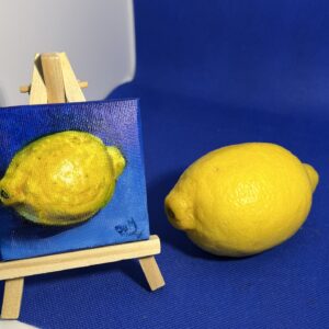 Mini oil painting of a lemon
